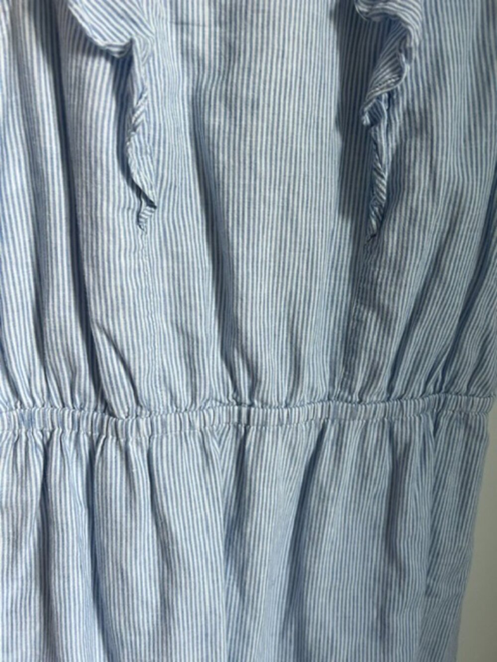 JCREW | Light Blue & White Striped Cotton Linen Sleeveless Mini Dress Size 8 - Picture 7 of 16